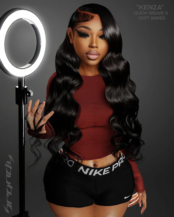 Alpha KENZA Quick Weave X Soft Waves by simsfinds - The Sims 4 Custom Content