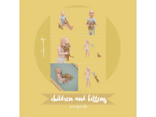 Mix Children and Kittens Posepack - The Sims 4 Custom Content