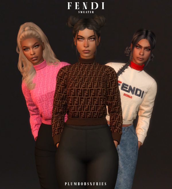 Alpha plumbobsnfries FENDI sweater (the remake) by simsfinds - The Sims 4 Custom Content