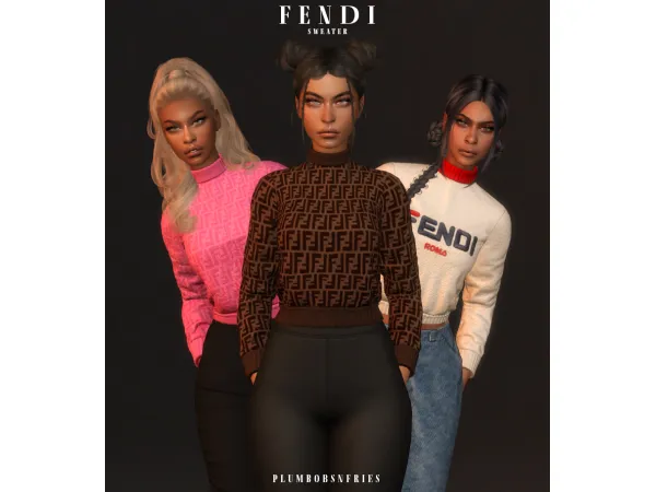 Alpha plumbobsnfries FENDI sweater (the remake) by plumbobsnfries - The Sims 4 Custom Content