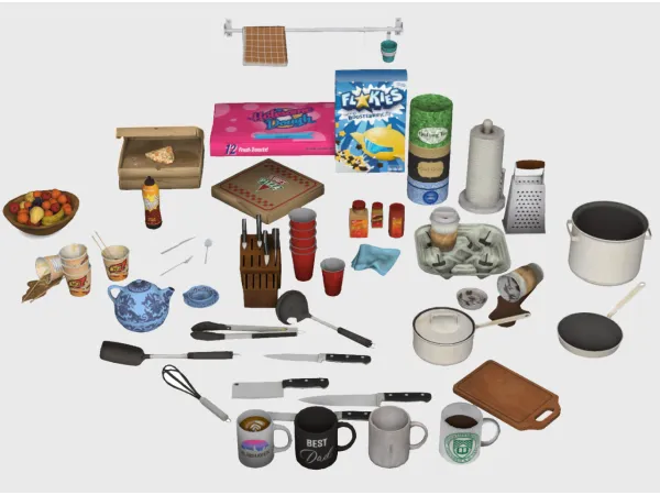 Alpha kitchen clutter converted from gotham knights - The Sims 4 Custom Content