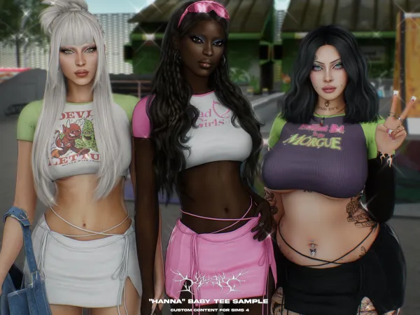 Alpha Klubb Hanna Baby Tee Sample - The Sims 4 Custom Content