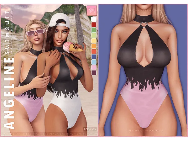 Alpha PEACH Angeline Swimsuit by smsims - The Sims 4 Custom Content