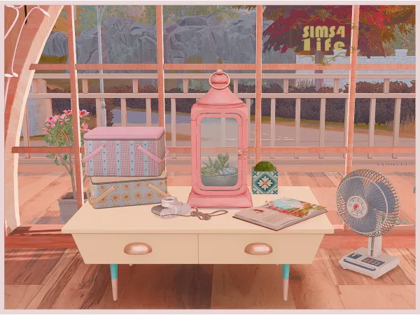 Alpha Animated fireflies terrarium and coffe table - The Sims 4 Custom Content