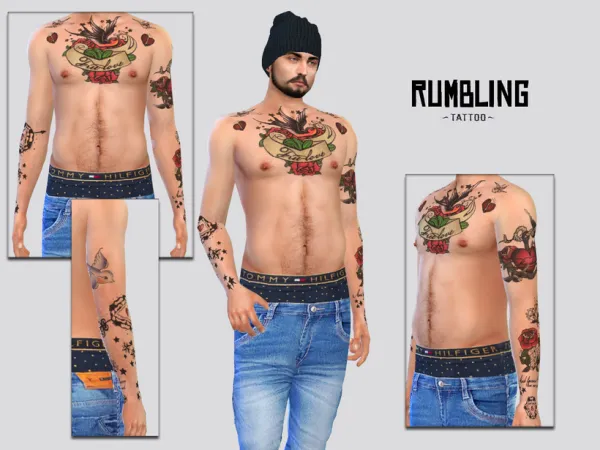 Mix Rumbling Tattoo (Mick) by simsfinds - The Sims 4 Custom Content