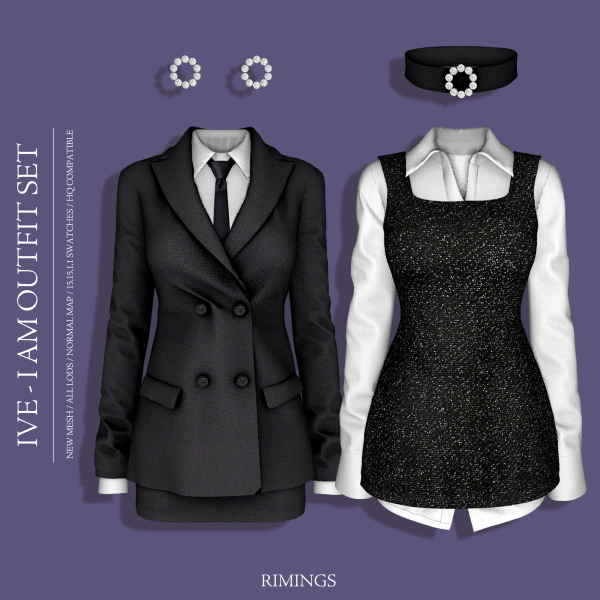 Alpha [RIMINGS] IVE I AM OUTFIT SET by simsfinds - The Sims 4 Custom Content
