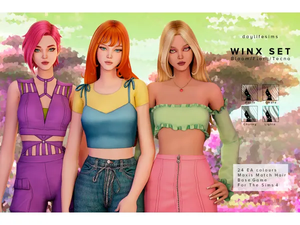 Maxis Match WINX CLUB SET Bloom Flora and Tecna by Daylife Sims - The Sims 4 Custom Content