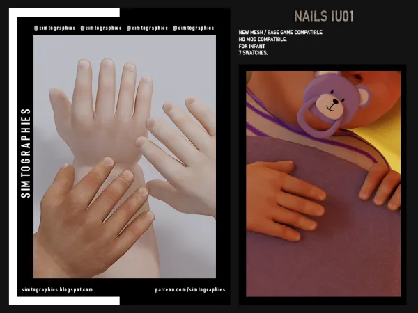 Alpha Nails IU01 by simtographies - The Sims 4 Custom Content