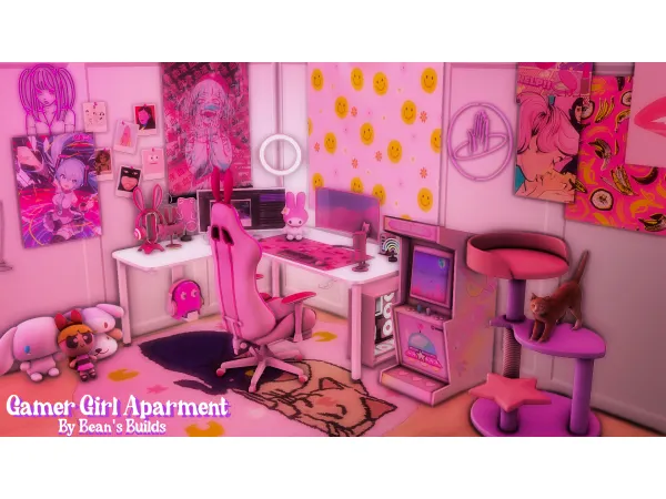 Maxis Match Gamer Girl Apartment by Bean's Builds - The Sims 4 Custom Content