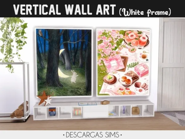 Alpha Vertical Wall Art (White frame) - The Sims 4 Custom Content