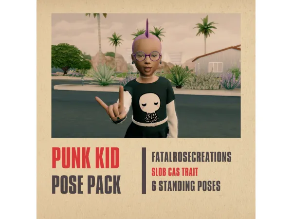 Maxis Match Punk Kid Pose Pack - The Sims 4 Custom Content