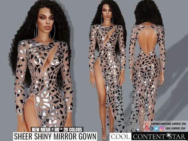 Alpha Sheer Shiny Mirror Gown - The Sims 4 Custom Content