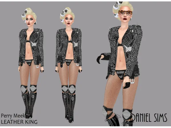 Alpha Lady Gaga in Leather King and Perry Meek - The Sims 4 Custom Content