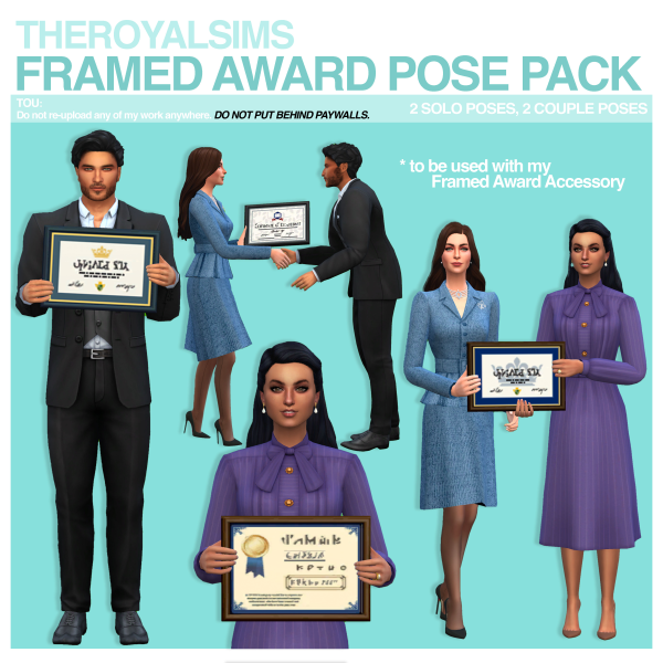 Maxis Match THEROYALSIMS FRAMED AWARD POSE PACK by simsfinds - The Sims 4 Custom Content