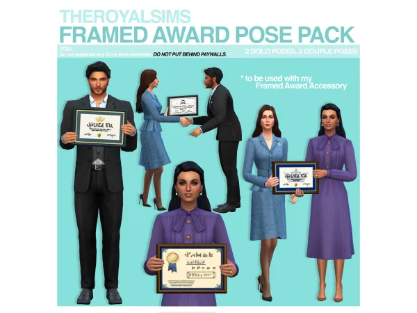 Maxis Match THEROYALSIMS FRAMED AWARD POSE PACK by The Royal Sims - The Sims 4 Custom Content
