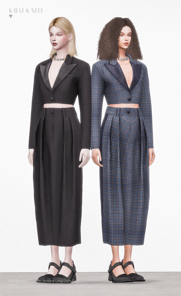Alpha Miu Miu Men's Tuxedo Jacket Micro Skirt by simsfinds - The Sims 4 Custom Content