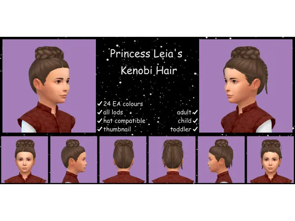 Maxis Match Princess Leia Kenobi Hair - The Sims 4 Custom Content