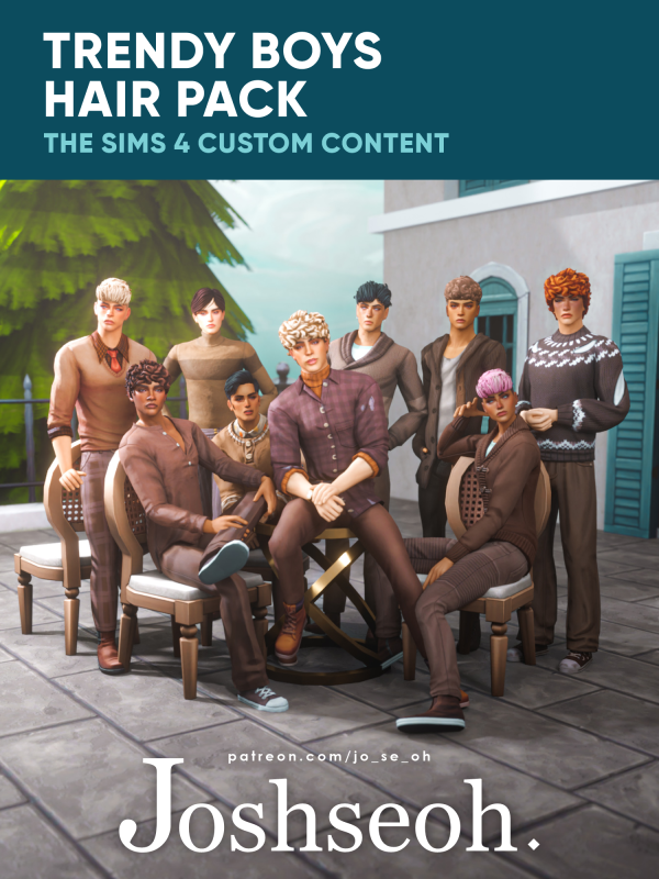 Maxis Match Trendy Boys Hair Pack (jo_se_oh joshseoh) by simsfinds - The Sims 4 Custom Content