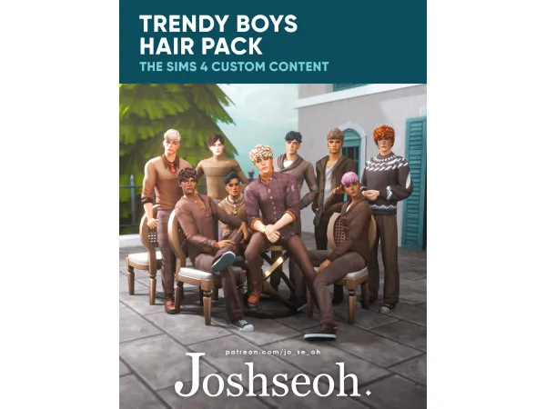 Maxis Match Trendy Boys Hair Pack (jo_se_oh joshseoh) by Josh - The Sims 4 Custom Content
