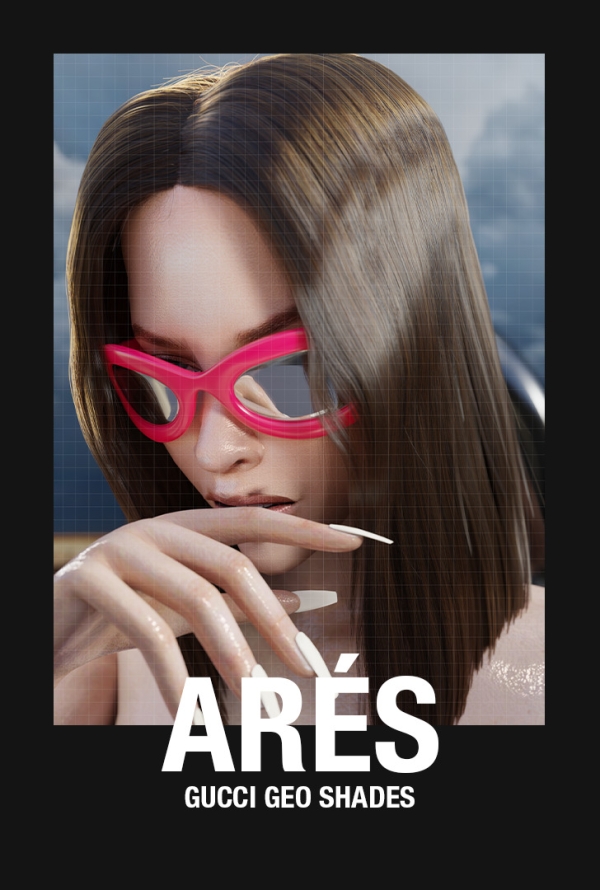 Alpha Gucci Geo Shades by ares3d - The Sims 4 Custom Content