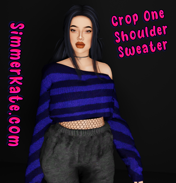 Alpha Crop One Shoulder Sweater by simmerkatex - The Sims 4 Custom Content