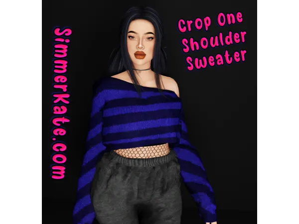 Alpha Crop One Shoulder Sweater - The Sims 4 Custom Content