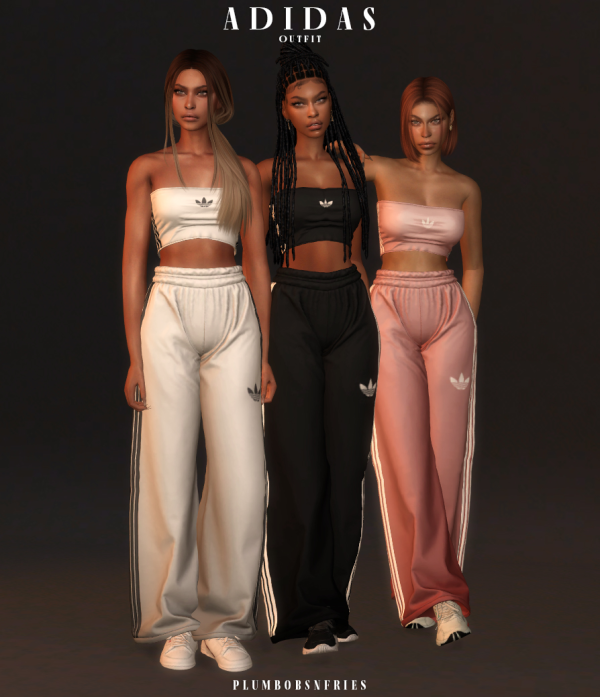 Alpha plumbobsnfries ADIDAS outfit (f) by simsfinds - The Sims 4 Custom Content