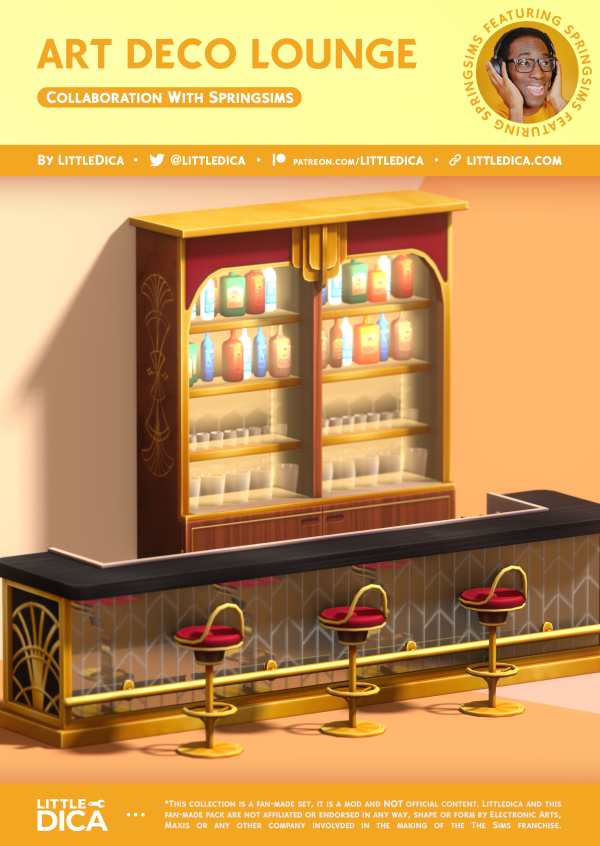 Maxis Match Art Deco Lounge Mini Collection Featuring Springsims by simsfinds - The Sims 4 Custom Content