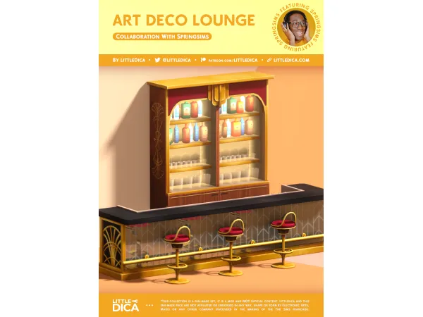 Maxis Match Art Deco Lounge Mini Collection Featuring Springsims by littledica - The Sims 4 Custom Content
