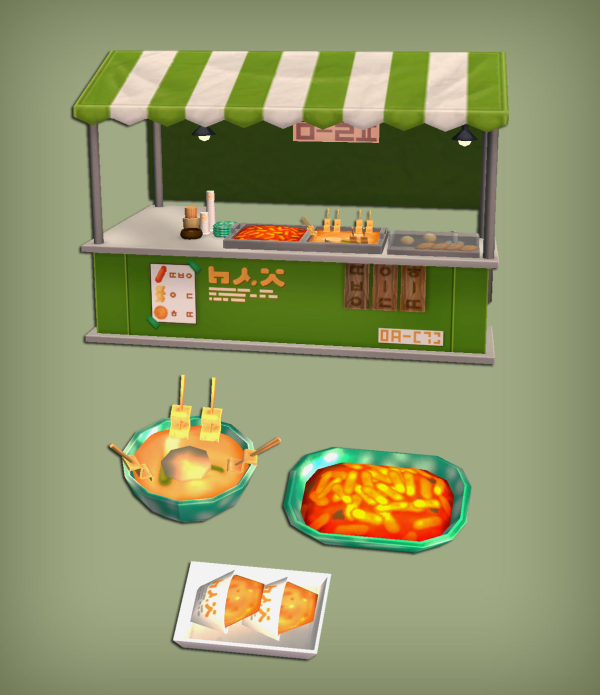 Korean Street Food Stand Functional for by simsfinds - The Sims 2 Custom Content