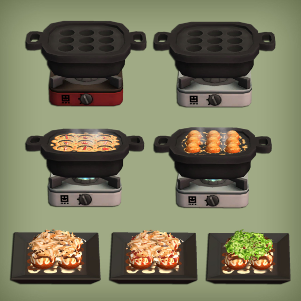 Takoyaki Hot Pan Functional for by simsfinds - The Sims 2 Custom Content