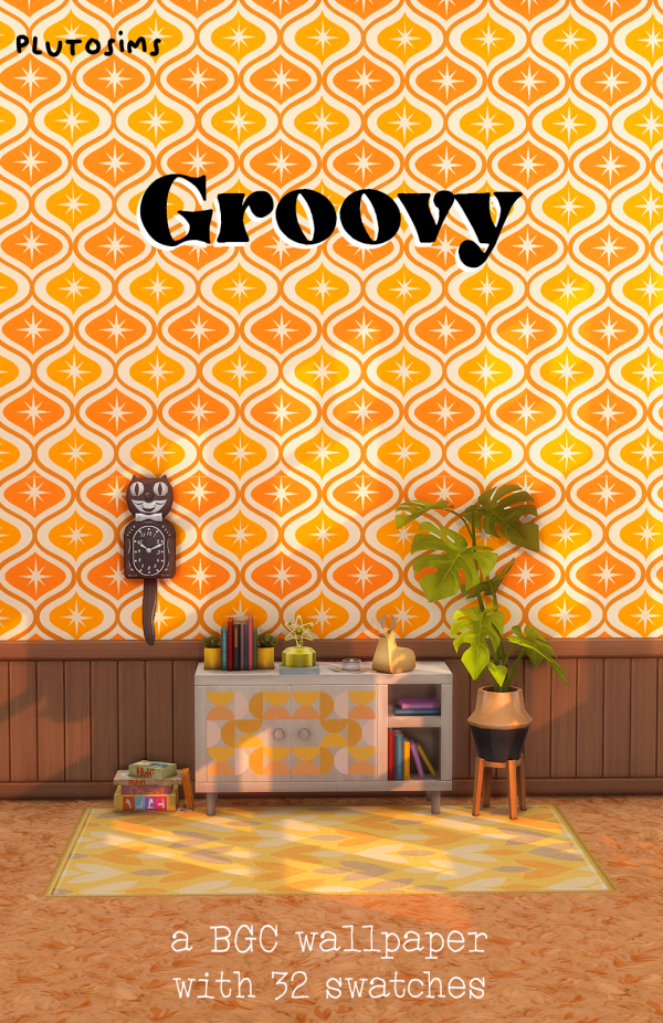 Maxis Match Groovy A Wallpaper by simsfinds - The Sims 4 Custom Content