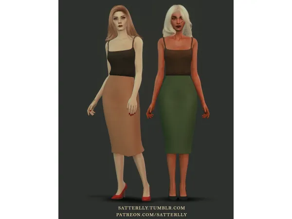 Maxis Match Formal skirt and tank top outfit 1 by satterlly - The Sims 4 Custom Content