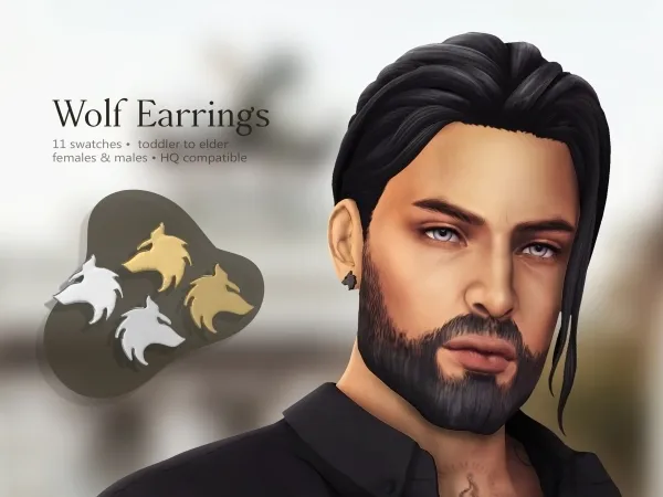 Maxis Match Wolf Earrings by katverse - The Sims 4 Custom Content
