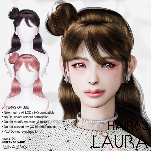 Alpha Reina_TS4_63_Laura_hair by simsfinds - The Sims 4 Custom Content