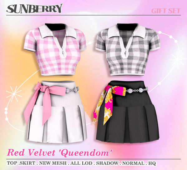 Alpha [SUNBERRY]DE GIFT SET Red Velvet'Queendom'96 1(Early access) by simsfinds - The Sims 4 Custom Content