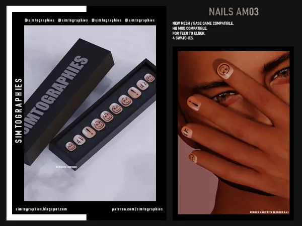 Alpha Nails AM03 by simtographies - The Sims 4 Custom Content