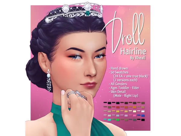 Maxis Match Droll Hairline - The Sims 4 Custom Content