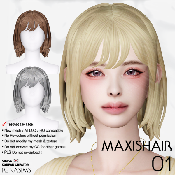 Maxis Match Reina_TS4_Maxis_hair_01 by simsfinds - The Sims 4 Custom Content
