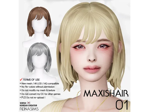 Maxis Match Reina_TS4_Maxis_hair_01 by Reina Sims4 - The Sims 4 Custom Content