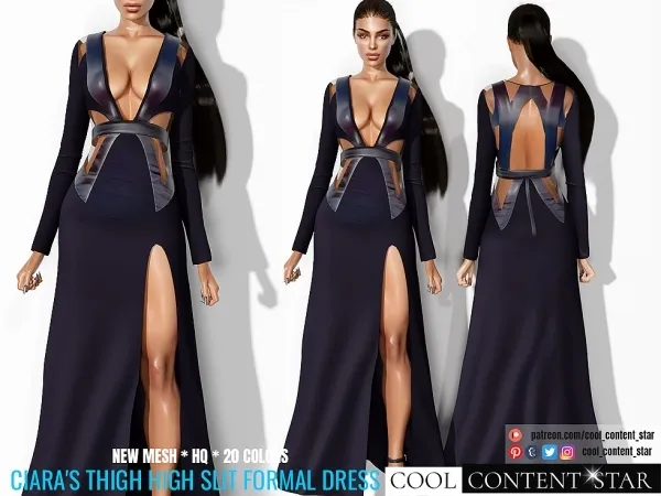 Alpha Thigh High Slit Formal Dress cool_content_star - The Sims 4 Custom Content