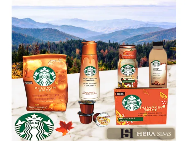 Alpha Pumpkin spice starbucks coffee set - The Sims 4 Custom Content