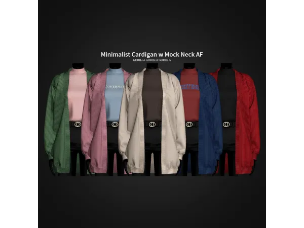 Alpha Minimalist Cardigan w Mock Neck AF by Gorilla Gorilla Gorilla - The Sims 4 Custom Content