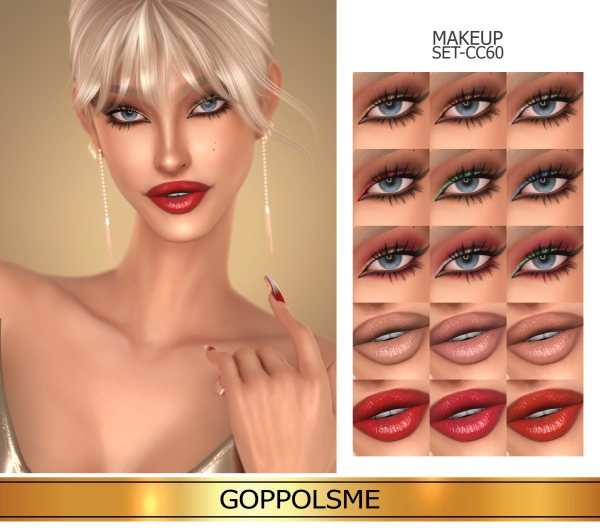 Alpha GPME GOLD MAKEUP SET CC60 by simsfinds - The Sims 4 Custom Content