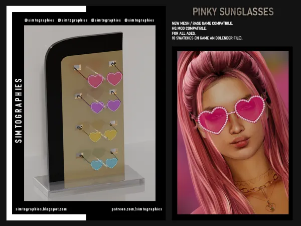 Alpha Pinky Sunglasses by simtographies - The Sims 4 Custom Content