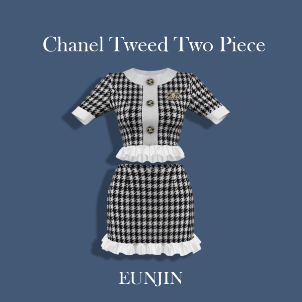 Alpha [EUNJIN] Chanel Tweed Two Piece by simsfinds - The Sims 4 Custom Content