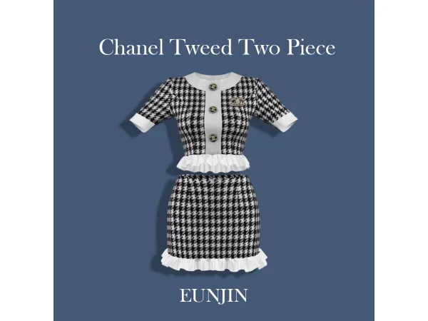 Alpha [EUNJIN] Chanel Tweed Two Piece by EUNJIN_SIMS4 - The Sims 4 Custom Content