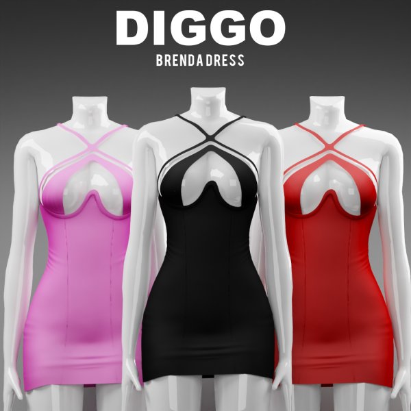 Alpha BRENDA DRESS by diggoverse - The Sims 4 Custom Content