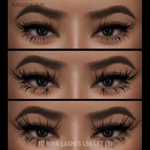 Alpha 3D MINK LASHES L56 L57 L58 by simsfinds - The Sims 4 Custom Content