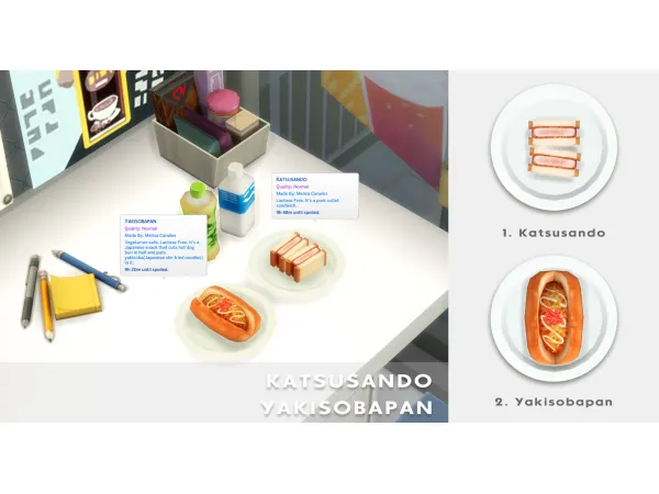 Maxis Match May 2023 Recipe_Katsusando And Yakisobapan by ONI - The Sims 4 Custom Content